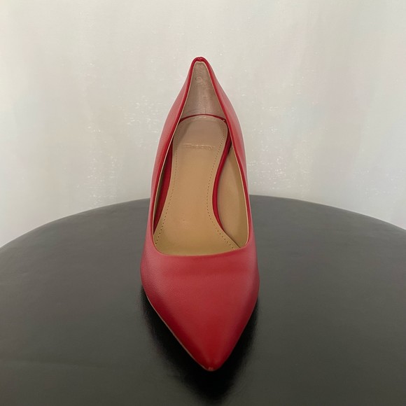 Theory Demeura Nappa Red Italian Lamb Leather Pointed Toe High Heel Pumps - Picture 3 of 16